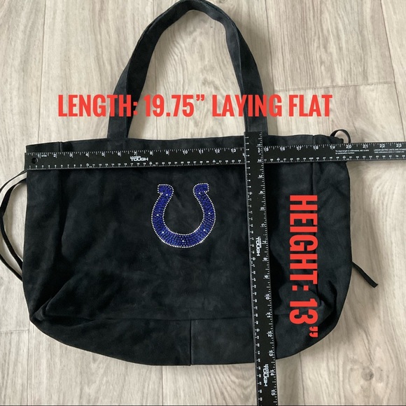 New Colts Tote Bag Rhinestone Colts Logo Large Size, Suede bag - Picture 5 of 7
